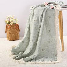 Load image into Gallery viewer, Baby Swaddle Blanket - with Fringe / Tassles (choose your style) - BEBIMINE LLC
