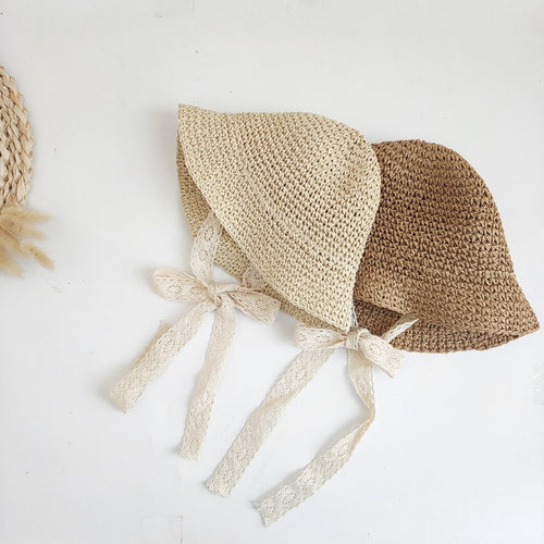 Baby Girl Beach/ Summer Crochet Straw Hat- Choose Your Color - BEBIMINE LLC