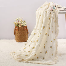 Load image into Gallery viewer, Baby Swaddle Blanket - with Fringe / Tassles (choose your style) - BEBIMINE LLC
